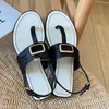 New fashion sandals top designer slippers genuine leather letter beach shoes outdoor anti slip herringbone slippers women's flat rubber shoes candy indoor