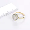 Rings LP 3.76CT Natural Green Amethyst Quatrz Diamond Real Diamond Ring For Women Solid 14K Yellow Gold Fine Gemstone Jewelry