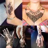 Medicine 4 Stück Henna-Tattoo-Paste, schwarz, braun, Henna-Kegel, indisch, für temporäre Tätowierung, Aufkleber, Körperbemalung, Kunst, Cremekegel-Set mit Schablonen