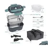 Lunch BoxesBorse Lunch Box elettrico Alimenti riscaldati 12V 110V Riscaldatore portatile per camion auto Riscaldamento autonomo con coltello e forchetta St Dhzfk