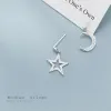 Earrings MODIAN Twinkle Zircon Star Moon Asymmetry Dangle Earring for Women 925 Sterling Silver Wedding Engagement Earring Fine Jewelry