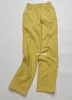 Pantalon 2022fw femme jaune pantalons décontractés taille élastique mode loisirs pantalon fermetures éclair latérales avant brodé