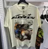 Hellstar T-Shirt Tasarımcı T-Shirt Desen T-Shirt Moda Yıkanmış Kumaş Sokak Graffiti Mektup Folyo Baskı Retro Gevşek Kısa Kollu