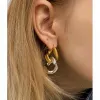 Boucles d'oreilles marque de mode or argent couleur chaîne boucles d'oreilles torsadé Double anneau pour les femmes jeune célèbre créateur Bijoux Bijoux tendance 2021