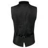 Gilet de costume en Jacquard pour hommes, tendance, classique, noir, pour affaires, mariage, bal, robe de soirée, coupe cintrée