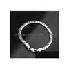 Chaîne 5mm Bracelets pour hommes 925 Sterling Sier Plaqué Chaîne Plate Designs Bijoux de mode pour les femmes Festival d'anniversaire Fête de Noël Drop Dhnkf