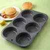 6 trous Hamburger Makers moule Silicone outil de cuisson ménage résistant aux hautes températures Hamburgers moule four plaque de cuisson outil à pain YFA1919