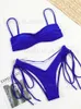 Costumi da bagno da donna Bikini Set Miyouj Bikini a pieghe Set costumi da bagno lucidi Tinta unita Costume da bagno Donna Bikini sexy Abiti a due pezzi Taglio alto Biquini Abbigliamento da spiaggia T240222