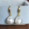 Orecchini da 1012 mm Orecchini di perle barocche bianche naturali da 18 carati con gancio pendente a goccia coltivata da matrimonio