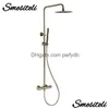 Pommeaux de douche de salle de bains, ensemble thermostatique, robinet en or brossé, système de température en laiton, mitigeur, pomme de pluie, pulvérisateur à main mural DH49Z