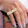 Ringen Aangepaste naamringen voor vrouwen Gepersonaliseerde roestvrijstalen dubbele ring Hip Hop Aangepaste grote naamplaatje Mode-sieraden Cadeau