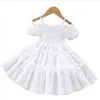 Robes de fille 2024 Nouvelles filles d'été Style de robe Style Bud Sleeve Splicing Jupe de gâteau pour enfant Jupe de princesse à la mode 1 à 8 ans OldL2402