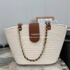 Pochette Raffia Basket Straw Anagram axelväska Tote Handväska Hobo Designer Shopper Bag Luxury Stripes Weave Travel Clutch Beach Summer Väskor O6812D