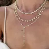 Ожерелья 2024, сексуальное длинное Y-лариат, женское ожерелье с CZ Iced Out, блестящие круглые капли воды в форме кубического циркония, модные ювелирные изделия-колье