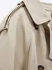 Calça Mulheres 2023 Primavera Novo bordado de moda com cinto de peito duplo Casaco de trincheira de manga longa fêmea de roupas chiques chiques