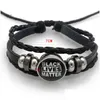 Браслеты-подвески Черные браслеты Lives Matter Крест-сердце Бусины «Я не могу дышать» Буква-очарование Модный плетеный кожаный браслет Мужской браслет Dh7Et