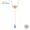Серьги KALETINE, ожерелье из стерлингового серебра 925 пробы, женское ожерелье с каплей воды, ожерелье сглаза, синий циркон, длинная цепочка, турецкие ювелирные изделия