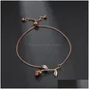 Chain Fashion Adjustable Size Rose Flower Charm Bracelet For Women Girl Gold Sier Alloy Bangle Wedding Jewelry Gift Drop De Dhgarden Dhakb