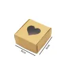 Sieraden 24/50 stuks Kraftpapier Kartonnen Geschenkdozen met Hartvorm Pvc Windows Valentijnsdag Bruiloft Sieraden verpakking Dozen