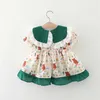 Mädchen Kleider Sommer Baby Mädchen Cartoon Druck Kleidung Spitze Revers Kinder Kleid Pastoralen Stil Bowknot Kinder Kostüm 0 bis 3 Jahre alt KleinkindL2402