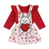 Kleding sets Pudcoco baby baby meisje Valentijnsdag 2 stks outfit lange mouw romper met borduurwerk rok