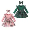 Kleidungssets CitgeeHerbst Weihnachten Kleinkind Baby Mädchen Kleid Kleidung Plaid Patchwork Langarm Herbst Casual Prinzessin Stirnband