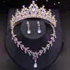 Zestawy hurtowe Kolczyki koronne księżniczki i zestawy naszyjników Choker dla kobiet Tiaras Bridal Biżuteria