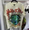 Hellstar T-Shirt Tasarımcı T-Shirt Desen T-Shirt Moda Yıkanmış Kumaş Sokak Graffiti Mektup Folyo Baskı Retro Gevşek Kısa Kollu