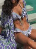 Bikinis de maillots de bain pour femmes Set Ruffle Bikini Print Swimwear Femme Bandage de maillot de mail