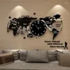 Horloges murales 3D Horloge DIY Grande Carte Moden Design Salon Décoration Acrylique Numérique Muet Montres Bureau Reloj De Pared