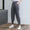 Broek 19 Kleuren Miyake Geplooide Effen Kleur Broek voor Vrouwen 2023 Zomer Hoge Taille Losse Gebundeld 9 punt Casual Drape wortel Broek