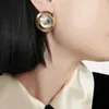 Dangle Earrings Europe Brand Designer Gold Round Crystal Ear Clip Women Luxury Jewelry Runway Trend