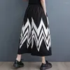 Calças femininas estilo japonês imprimir cintura alta chique senhora menina primavera verão perna larga rua moda mulheres outono casual