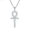 Ювелирные изделия, модное унисекс, стерлинговое серебро 925 пробы, позолоченное ожерелье Vvs 5 мм с муассанитом и бриллиантами Ankh, крестовое ожерелье
