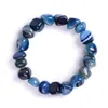 Beaded Natural Agate Stone Bracelets Bangles Fashion Men Beaded Strands Irregar Shape Gravel Women Colorf Beads Elastic Bracelet Jewe Dhl3P