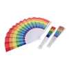 Party Favor 23cm Folding Spanien Rainbow Pride Festival Style Hand Fan Dance Wedding Party Tyg Folding-hand Fans Drop Delivery Home G DHQVX