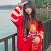 Women's Hoodies Cartoon Embroidery Kawaii Clothes Cute Sweatshirt Loose Harajuku Pure Cotton Woman Clothing Three-dimensional Hamburger