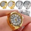 Gold Quarz Fingeruhr Ring für Damen Herren Gothic Uhren Ringe Digitaluhr Elastisch Dehnbar Ringe Schmuck Uhr Geschenk