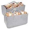 Chinelos -Sacos de feltro Shopper Shopping Bag Cesta de madeira cinza claro bolso de lenha dobrável rack de spaper