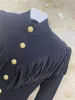2024 Black/White Knitting Bodycon Women Dress Designer Tassels Metal Buttons Party Prom Dresses dh22201