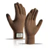 Höststickad pekskärmshandskar varma fodrade stickade handskar Elastiska manschett vinter smshandskar