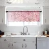 Rideau en Tulle rose avec fleurs de cerisier et papillon, pour fenêtre transparente courte, pour cuisine, chambre à coucher, décoration de maison, petits rideaux en Voile