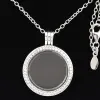 Conjuntos de medalhões flutuantes brilhantes com colar de vidro de cristal para 925 prata esterlina grânulo charme pulseira europa diy jóias