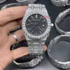 Luxury Men Ap Diamond Diamonds Watch Pass Test Quartz Movement VVS Iced Out Sapphire Hop Hip Den senaste klockan 2023 Large Diamond Watch Ring Top Quality Electrop