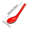 Spoons 5Pcs Plastic Red Black Soup Spoon Portable Imitation Porcelain Long Handle Rice Scoop Ramen Wonton Dumpling Tableware