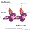 Dangle & Chandelier New Classic Faux Leather Butterfly Earrings For Women Bomemia Dangle Wedding Double Sides Sequins Printing Fashio Dhcsq