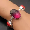 Bracelets à maillons Hermosa tendance Unique verre dichroïque corail rouge pour femmes 9 pouces A782