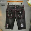 Shorts masculinos 2023 designer mens jeans curto rua roxo para homens bordados calças mulheres oversize rasgado remendo buraco denim reto moda mulheres streetwear magro