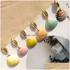 Dangle & Chandelier Fashion Colorf Natural Shell Dangle Earring For Women Boho Gold Plating Alloy Hoop Summer Beach Jewelry Dhgarden Dhvib