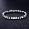 Pulsera de tenis con cadena helada de plata Pulseras de diamantes con circonita cúbica redonda de 5 mm Brazalete para mujer Pulseras para hombre Joyería de lujo Hiphop Regalos para fiestas de bodas 17/19 cm